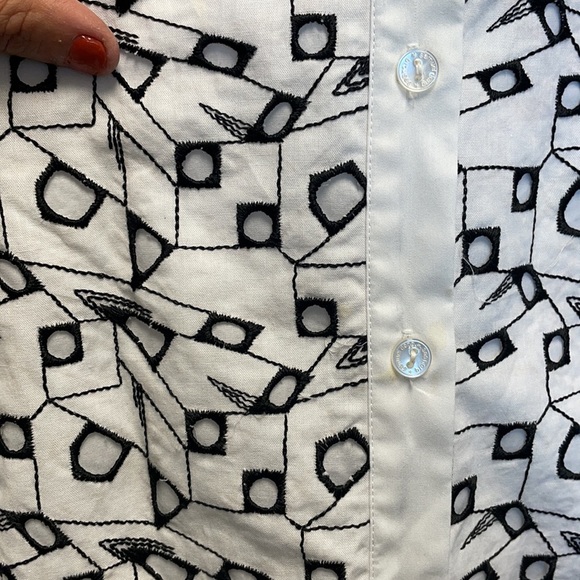 Samuel Dong white geometric print button down - Picture 3 of 5